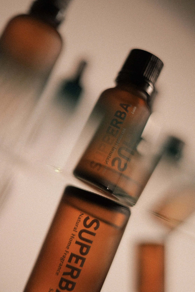Several superba elegant bottles of natural essential oil Sara edition for your diffuser